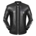 philipp plein cuir veste cool paradise embroidered skull